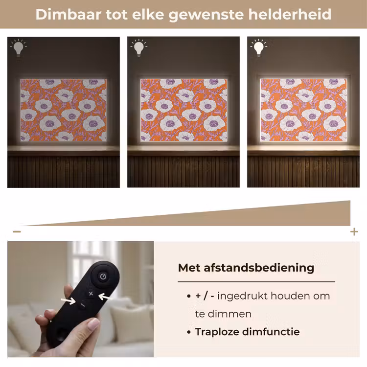Bloemen - Grafisch - Oranje Light Box met batterij (Wandlamp) middel 907 -USP_dimbaarNL