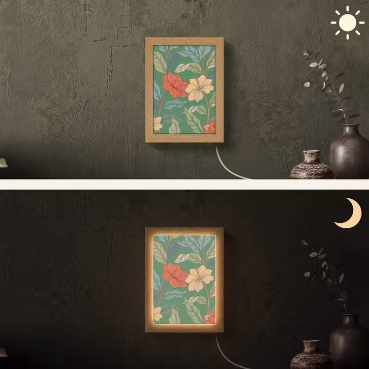 Lightbox - Wandlamp - Bloemen - Groen - Illustratie - Bloemen - Groen - Illustratie Light Box met kabel (Wandlamp) klein