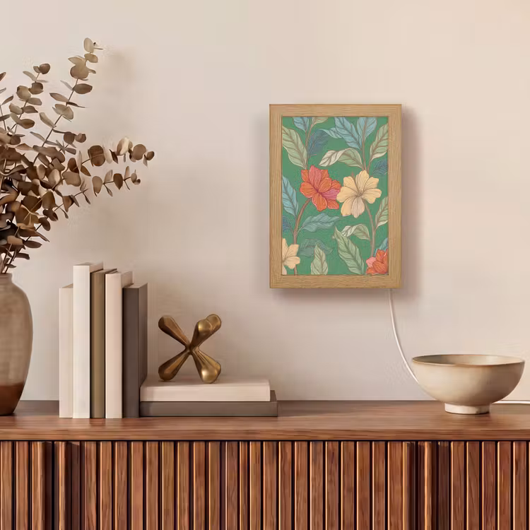 Lightbox - Wandlamp - Bloemen - Groen - Illustratie - Bloemen - Groen - Illustratie Light Box met kabel (Wandlamp) klein