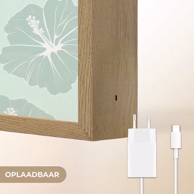 Bloemen - Hibiscus - Mint Light Box met batterij (Wandlamp) middel 907 -USP_websiteoplaadbaarNL