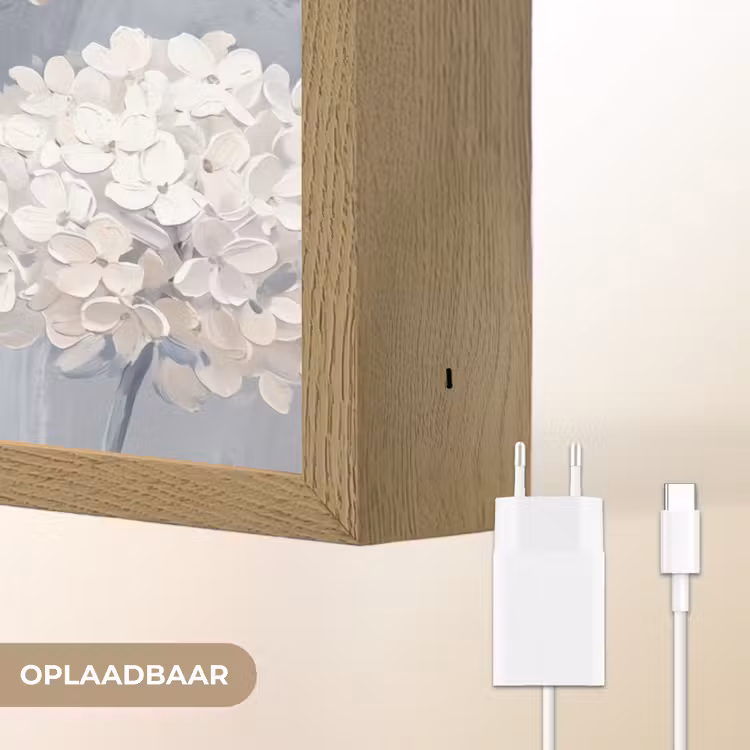 Bloemen - Illustratie - Blauw Light Box met batterij (Wandlamp) middel -USP_websiteoplaadbaarNL