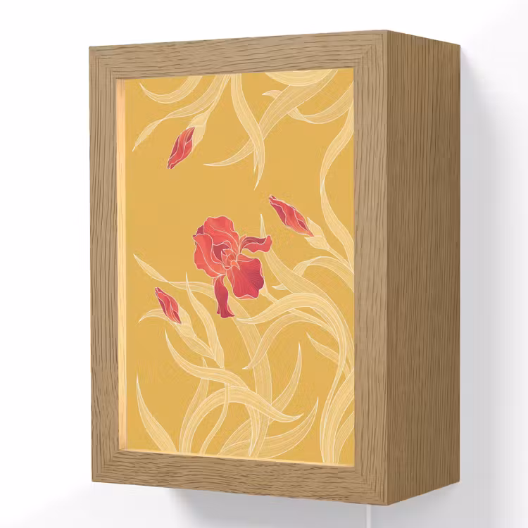 Lightbox - Wandlamp - Bloemen - Illustratie - Rood - Bloemen - Illustratie - Rood Light Box met kabel (Wandlamp) klein