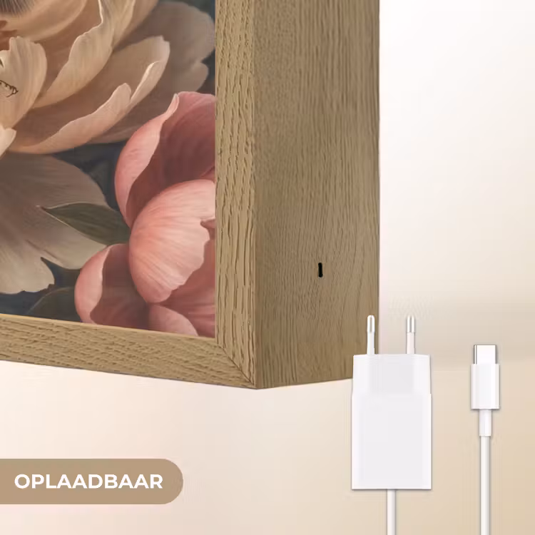 Bloemen - Insect - Natuur - Roze Light Box met batterij (Wandlamp) middel -USP_websiteoplaadbaarNL
