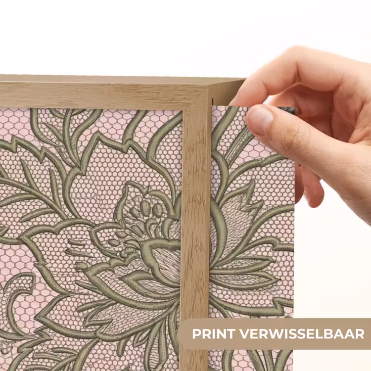 Bloemen - Kant - Patroon - Klassiek - Groen Light Box met batterij (Wandlamp) middel -USP_websiteprintNL