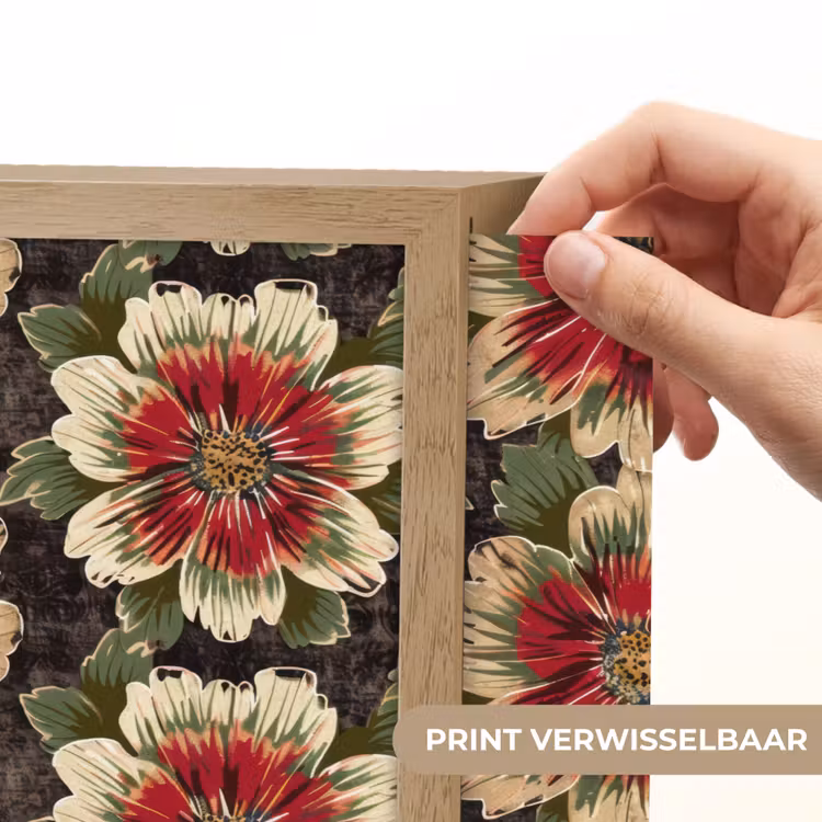 Bloemen - Klassiek - Patroon - Rood Light Box met batterij (Wandlamp) middel 907 -USP_websiteprintNL