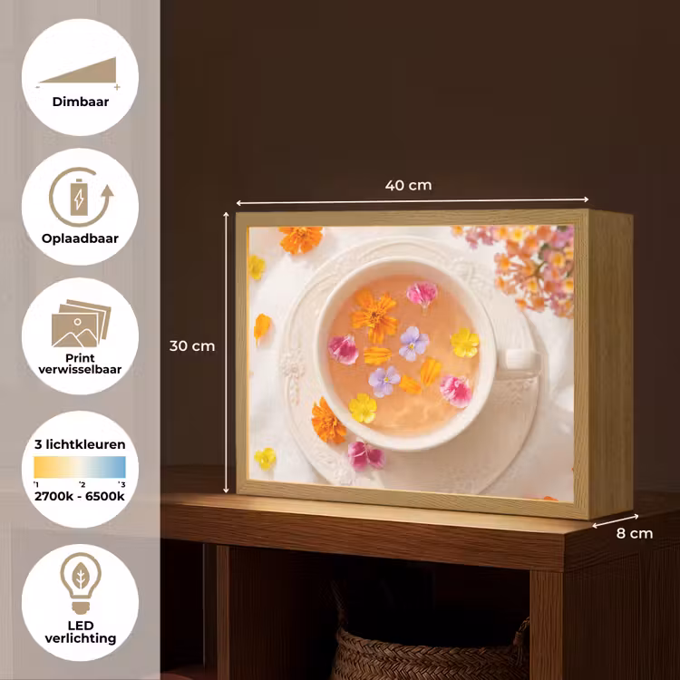 Bloemen - Kop - Natuur - Kleurrijk - Zomer Light Box met batterij (Wandlamp) middel -USP_websiteoverzichtNL