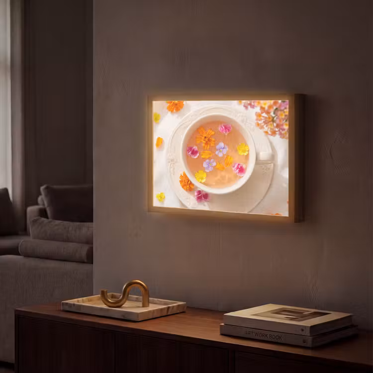 Bloemen - Kop - Natuur - Kleurrijk - Zomer Light Box met batterij (Wandlamp) middel -sfeer1