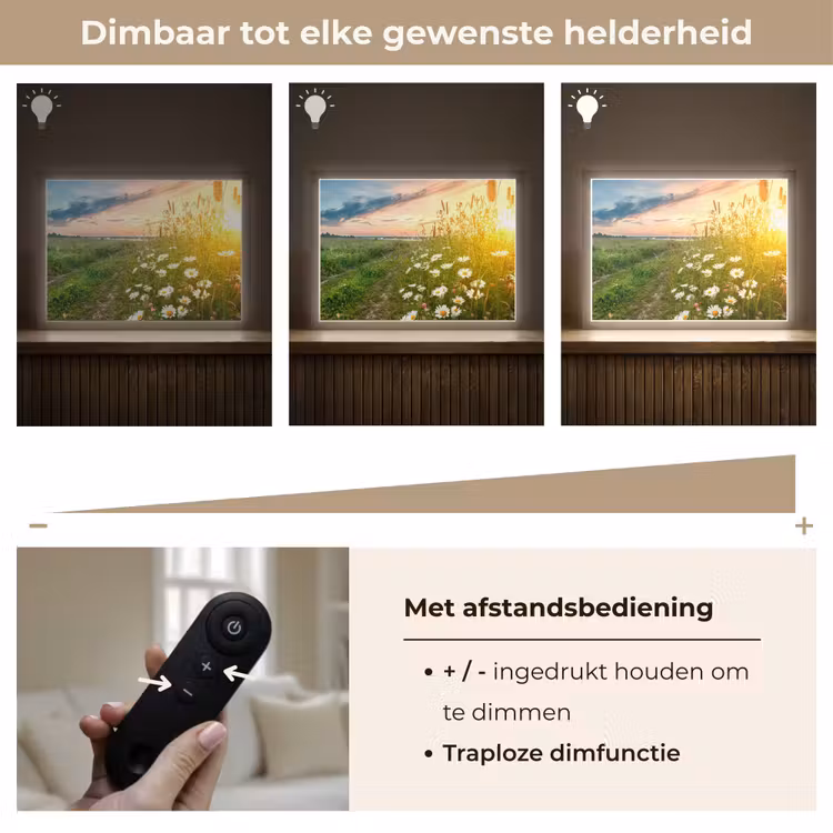 Bloemen - Madelief - Natuur - Zon - Horizon Light Box met batterij (Wandlamp) middel -USP_dimbaarNL