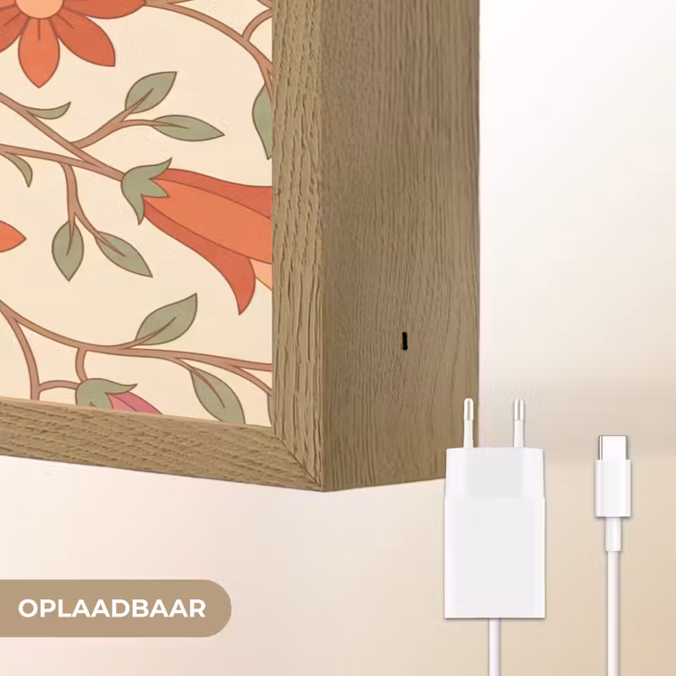 Bloemen - Mandala - Decoratief - Rood Light Box met batterij (Wandlamp) middel -USP_websiteoplaadbaarNL