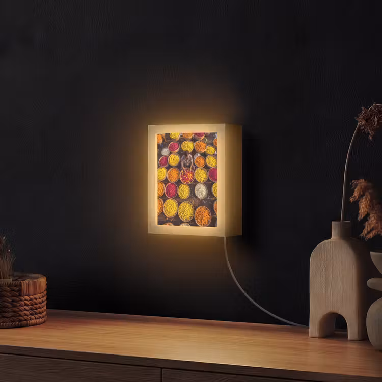 Lightbox - Wandlamp - Bloemen - Markt - Kleurrijk - Bloemen - Markt - Kleurrijk Light Box met kabel (Wandlamp) klein