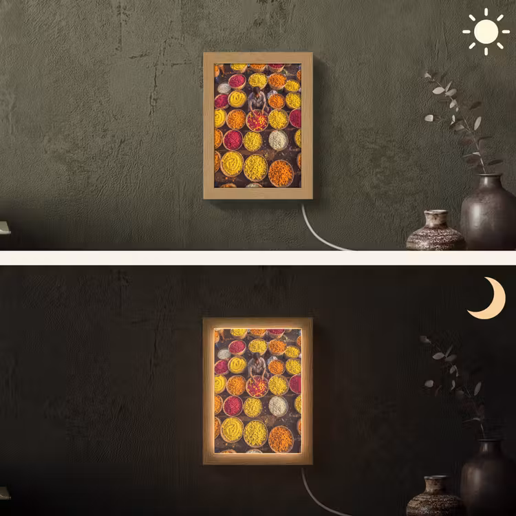 Lightbox - Wandlamp - Bloemen - Markt - Kleurrijk - Bloemen - Markt - Kleurrijk Light Box met kabel (Wandlamp) klein