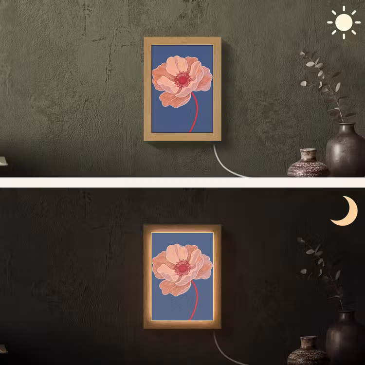 Lightbox - Wandlamp - Bloemen - Modern - Abstract - Bloemen - Modern - Abstract Light Box met kabel (Wandlamp) klein