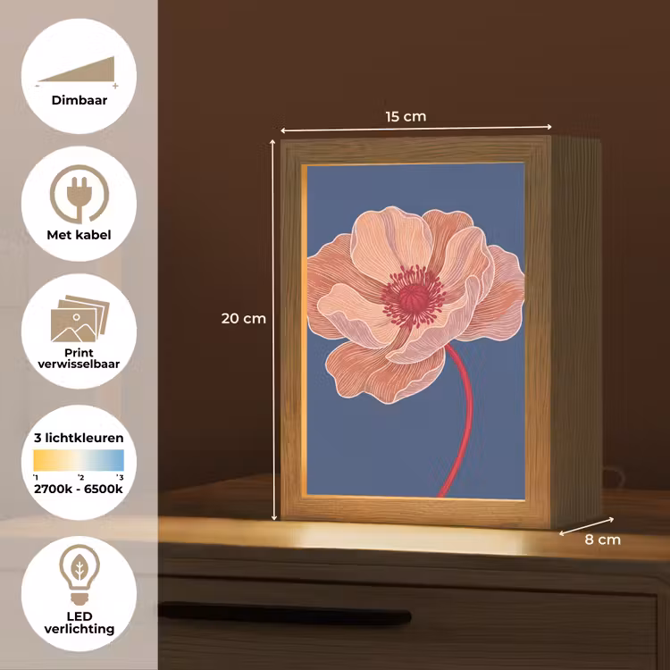 Lightbox - Wandlamp - Bloemen - Modern - Abstract - Bloemen - Modern - Abstract Light Box met kabel (Wandlamp) klein