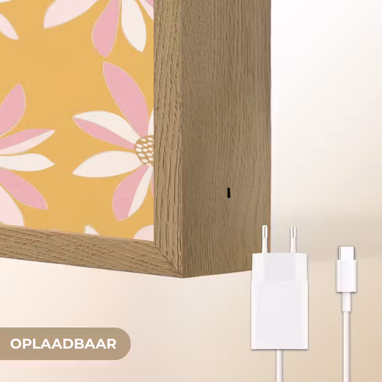 Bloemen - Modern - Geel Light Box met batterij (Wandlamp) middel 907 -USP_websiteoplaadbaarNL