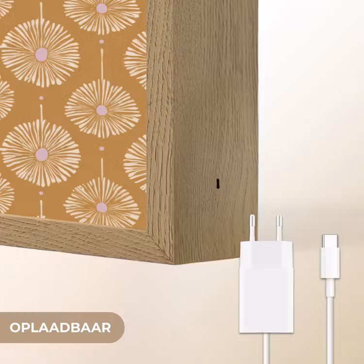 Bloemen - Modern - Oker Light Box met batterij (Wandlamp) middel 907 -USP_websiteoplaadbaarNL