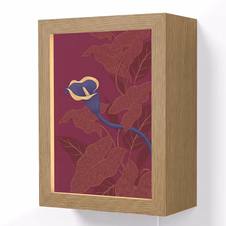 Lightbox - Wandlamp - Bloemen - Modern - Paars - Bloemen - Modern - Paars Light Box met kabel (Wandlamp) klein