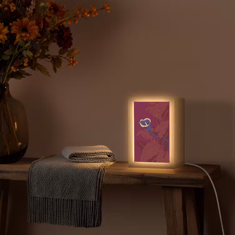 Lightbox - Wandlamp - Bloemen - Modern - Paars - Bloemen - Modern - Paars Light Box met kabel (Wandlamp) klein