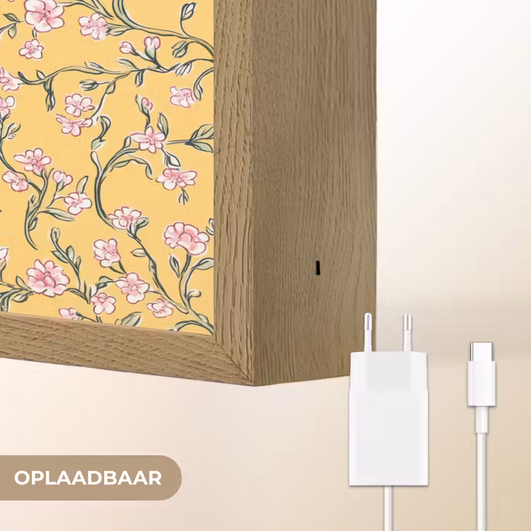 Bloemen - Motief - Geel Light Box met batterij (Wandlamp) middel 907 -USP_websiteoplaadbaarNL