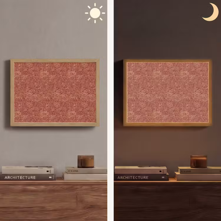 Bloemen - Motief - Rood Light Box met batterij (Wandlamp) middel 907 -sfeer3