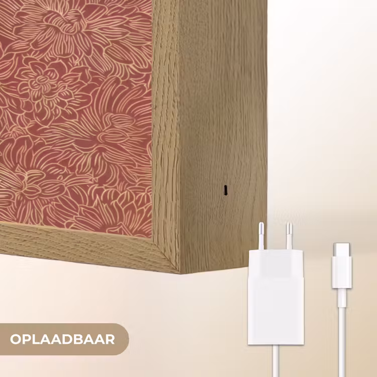 Bloemen - Motief - Rood Light Box met batterij (Wandlamp) middel 907 -USP_websiteoplaadbaarNL