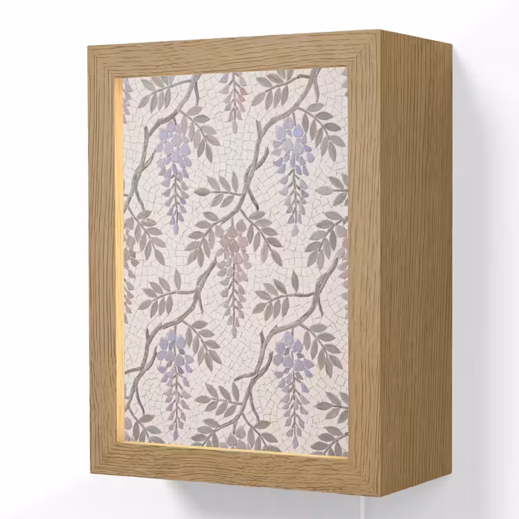 Bloemen - Mozaïek - Natuur - Patroon - Paars Light Box met kabel (Wandlamp) klein -3d