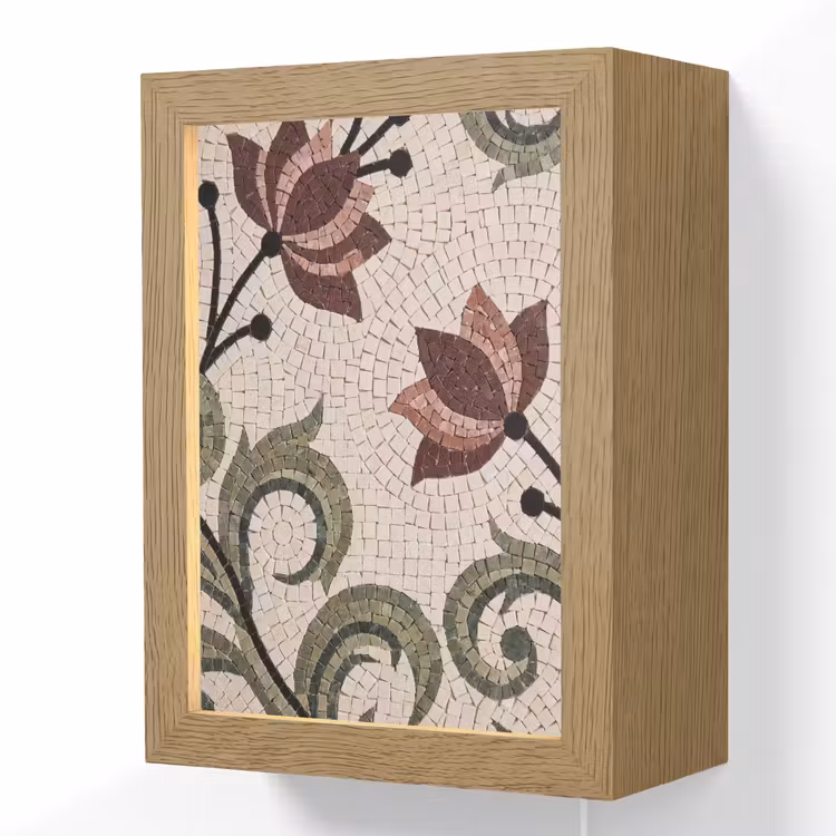 Bloemen - Mozaïek - Patroon - Abstract - Groen Light Box met kabel (Wandlamp) klein -3d