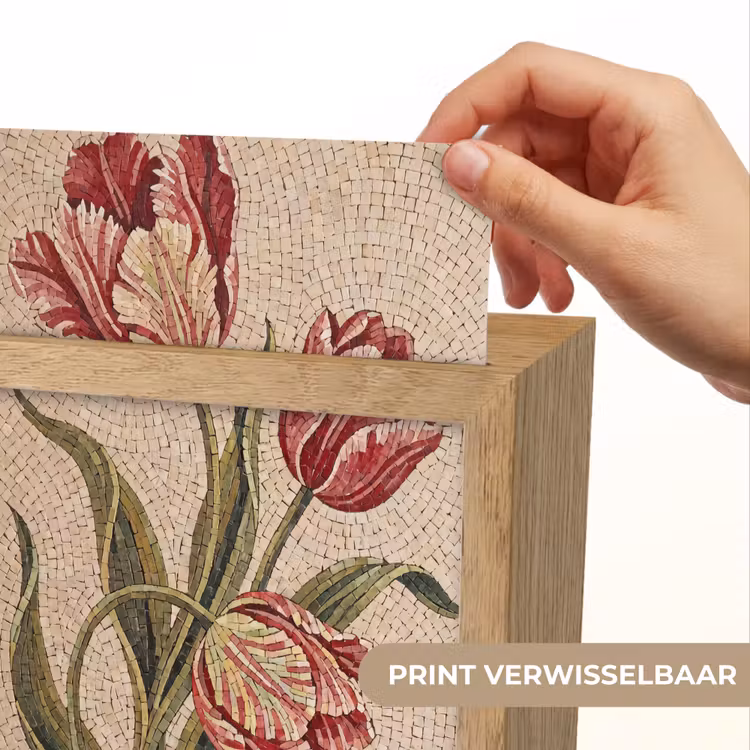 Bloemen - Mozaïek - Rood - Groen - Kunst Light Box met kabel (Wandlamp) klein -USP_websiteprintNL