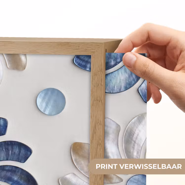 Bloemen - Parelmoer - Abstract - Patroon - Blauw Light Box met batterij (Wandlamp) middel -USP_websiteprintNL