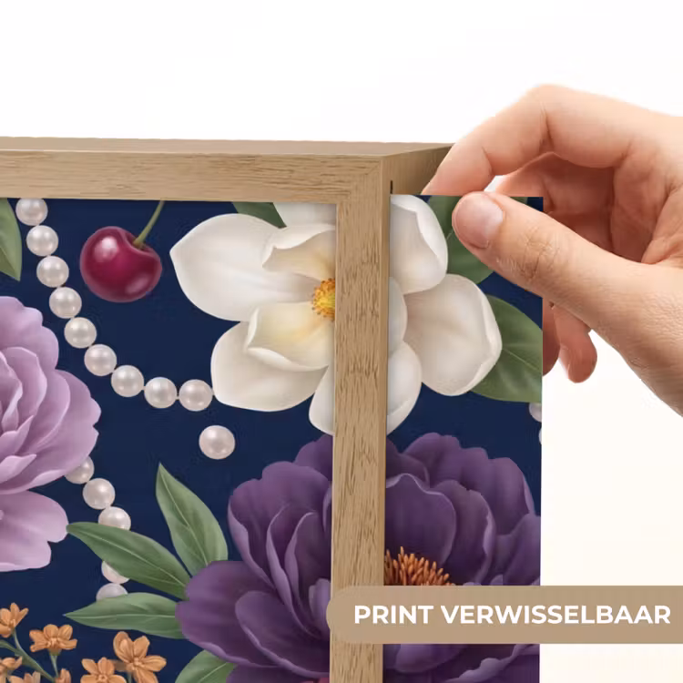 Bloemen - Parels - Decoratie - Modern - Blauw Light Box met batterij (Wandlamp) middel -USP_websiteprintNL