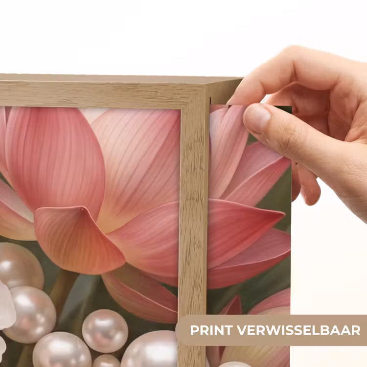 Bloemen - Parels - Elegant - Roze - Wit Light Box met batterij (Wandlamp) middel -USP_websiteprintNL