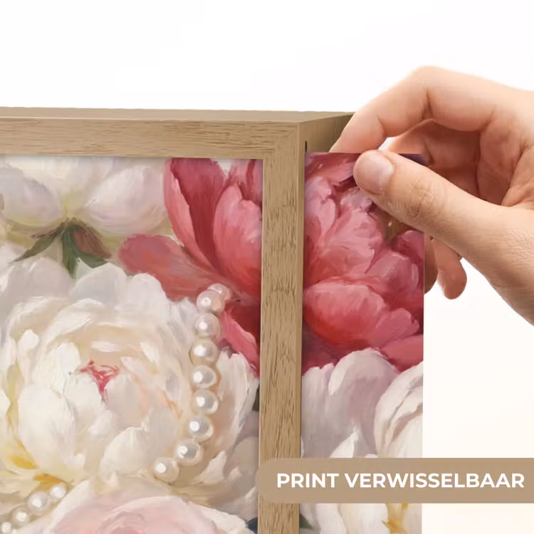 Bloemen - Parels - Romantiek - Klassiek - Roze Light Box met batterij (Wandlamp) middel -USP_websiteprintNL