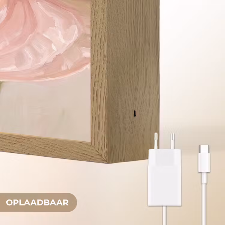 Bloemen - Pastel - Abstract - Natuur - Groen Light Box met batterij (Wandlamp) middel -USP_websiteoplaadbaarNL