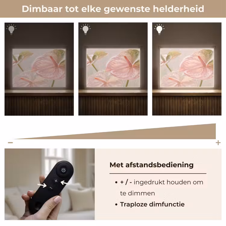 Bloemen - Pastel - Abstract - Natuur - Groen Light Box met batterij (Wandlamp) middel -USP_dimbaarNL