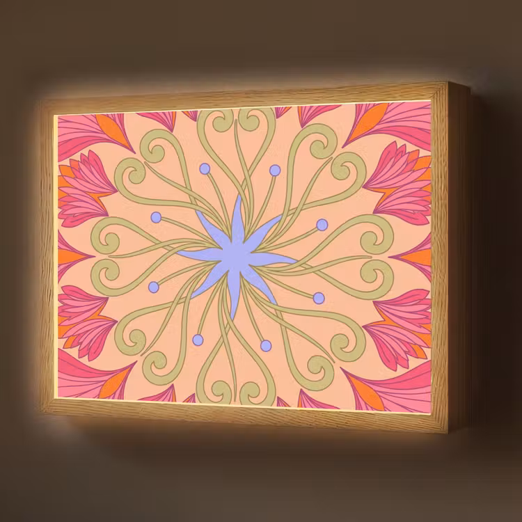 Bloemen - Patroon - Abstract - Roze - Decoratief Light Box met batterij (Wandlamp) middel -z3d_website