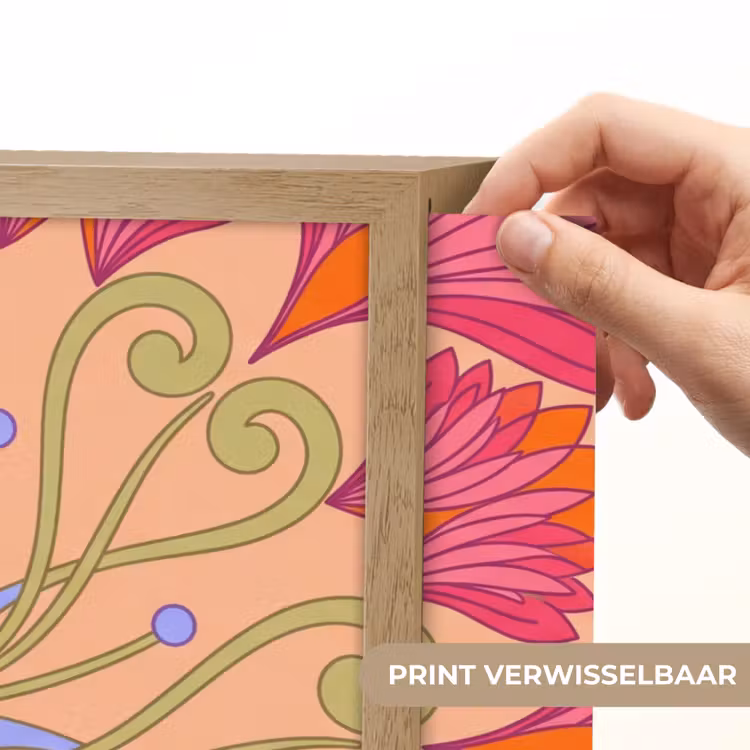 Bloemen - Patroon - Abstract - Roze - Decoratief Light Box met batterij (Wandlamp) middel -USP_websiteprintNL