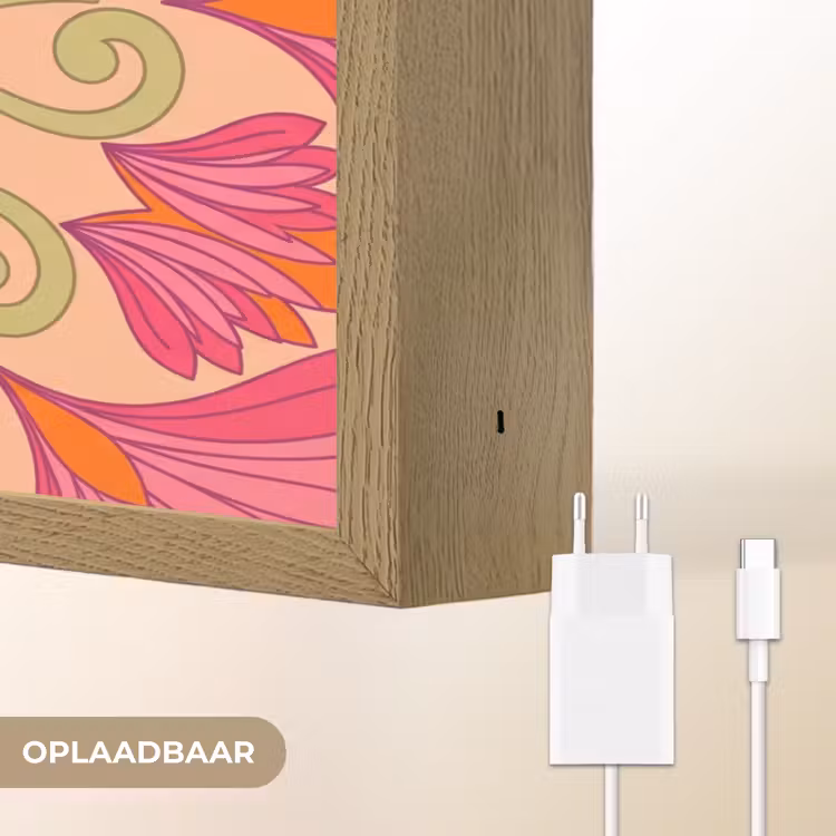 Bloemen - Patroon - Abstract - Roze - Decoratief Light Box met batterij (Wandlamp) middel -USP_websiteoplaadbaarNL