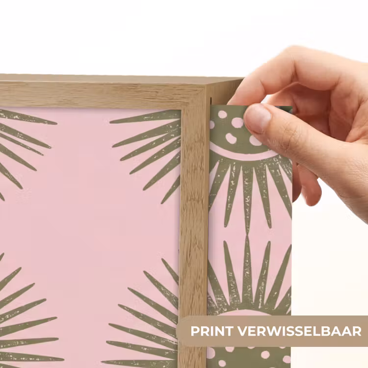 Bloemen - Patroon - Abstract - Roze - Groen Light Box met batterij (Wandlamp) middel -USP_websiteprintNL