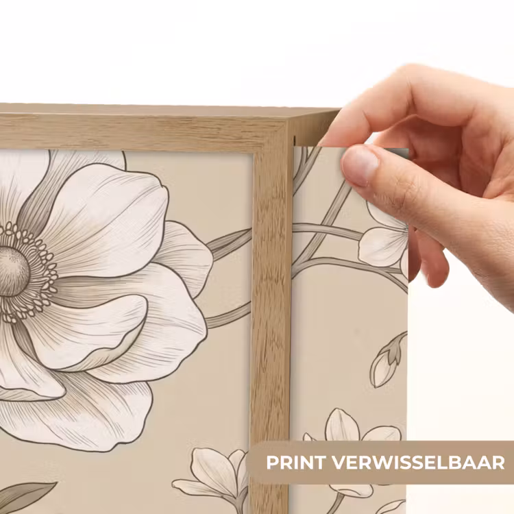 Bloemen - Patroon - Beige Light Box met batterij (Wandlamp) middel -USP_websiteprintNL