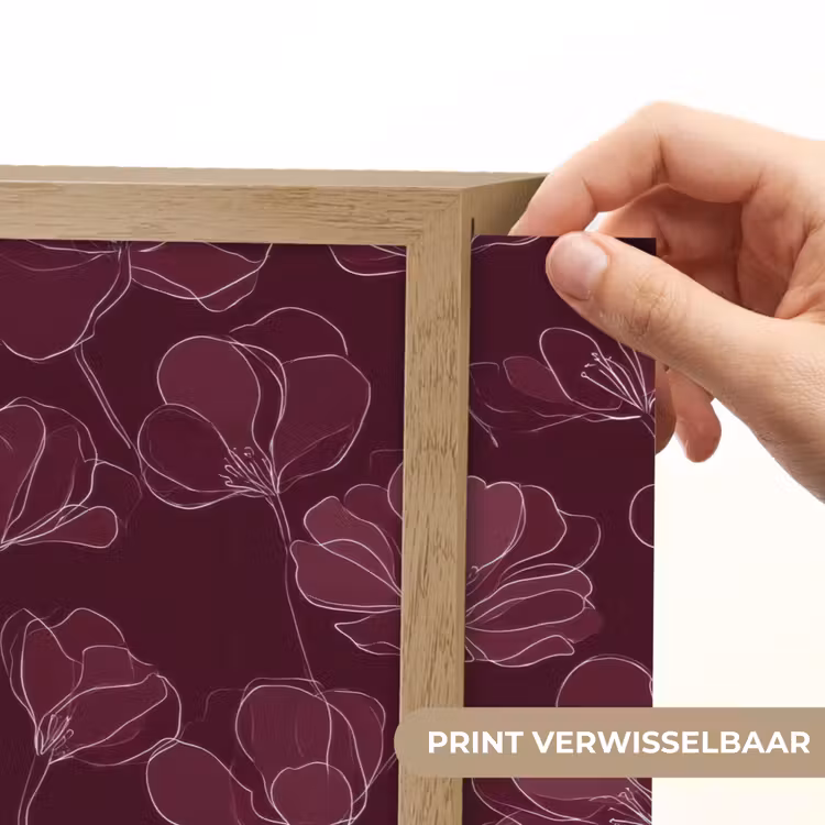 Bloemen - Patroon - Bordeauxrood Light Box met batterij (Wandlamp) middel 907 -USP_websiteprintNL