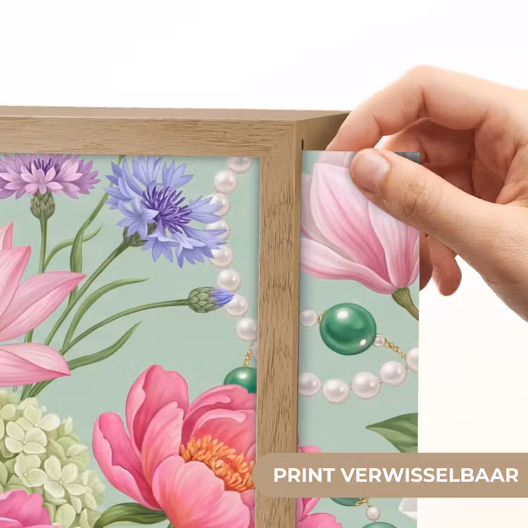 Bloemen - Patroon - Botanisch - Groen Light Box met batterij (Wandlamp) middel -USP_websiteprintNL