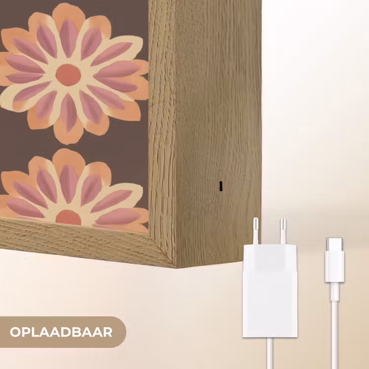 Bloemen - Patroon - Bruin Light Box met batterij (Wandlamp) middel 907 -USP_websiteoplaadbaarNL