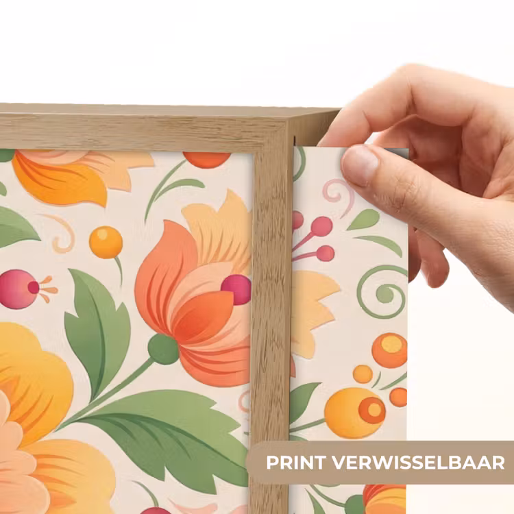 Bloemen - Patroon - Decoratief - Oranje Light Box met batterij (Wandlamp) middel -USP_websiteprintNL