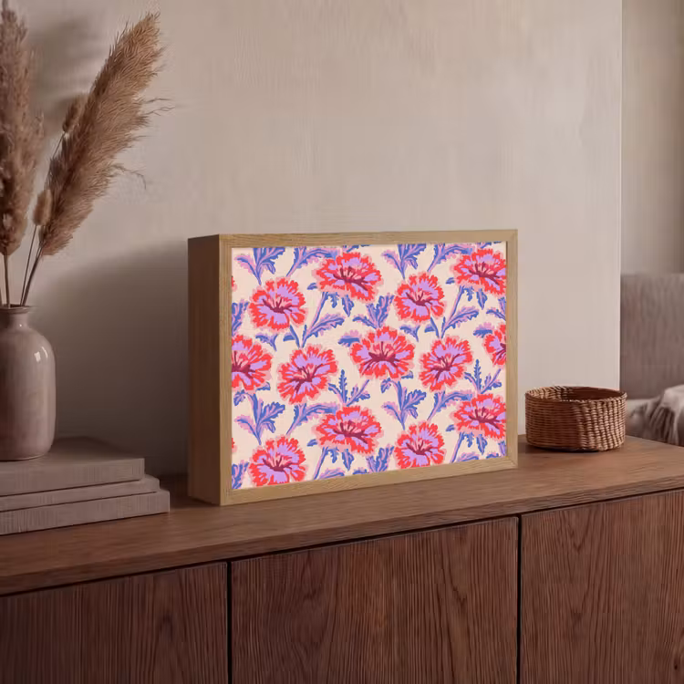 Bloemen - Patroon - Meerkleurig Light Box met batterij (Wandlamp) middel 907 -sfeer2