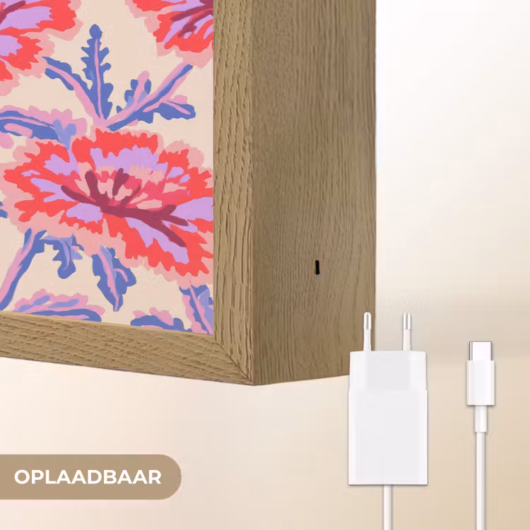 Bloemen - Patroon - Meerkleurig Light Box met batterij (Wandlamp) middel 907 -USP_websiteoplaadbaarNL
