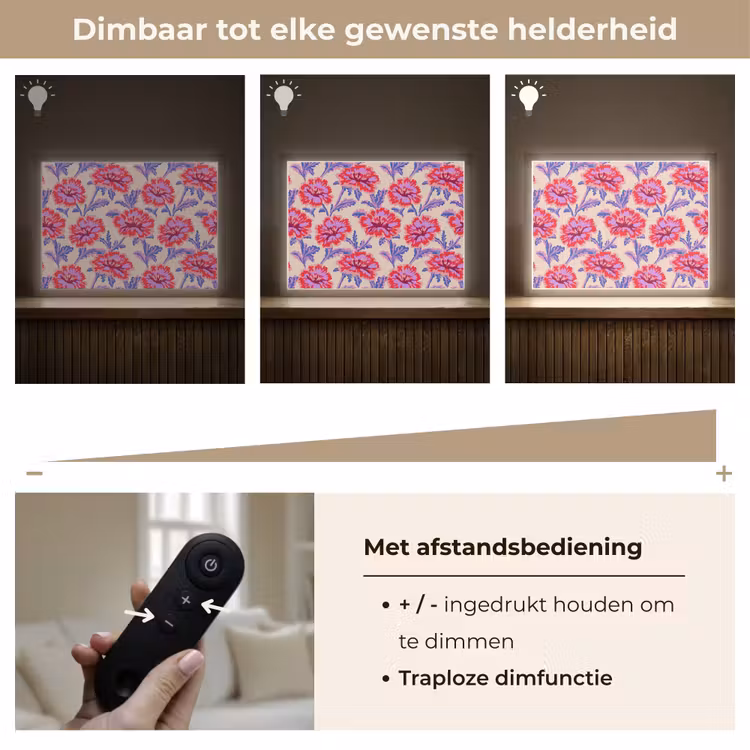 Bloemen - Patroon - Meerkleurig Light Box met batterij (Wandlamp) middel 907 -USP_dimbaarNL