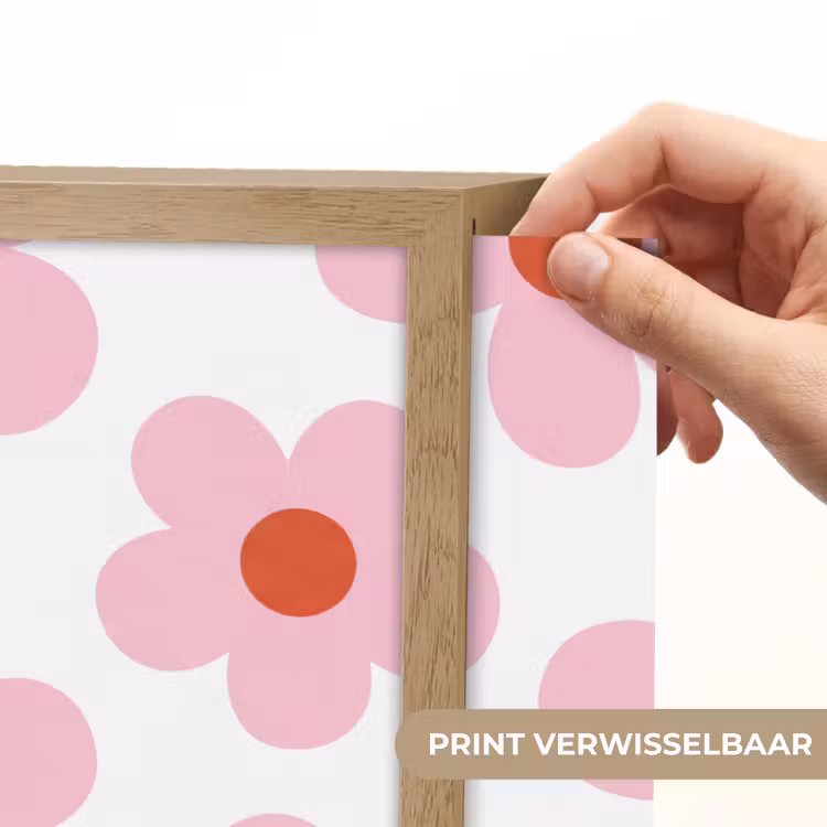 Bloemen - Patroon - Modern - Roze - Wit Light Box met batterij (Wandlamp) middel -USP_websiteprintNL
