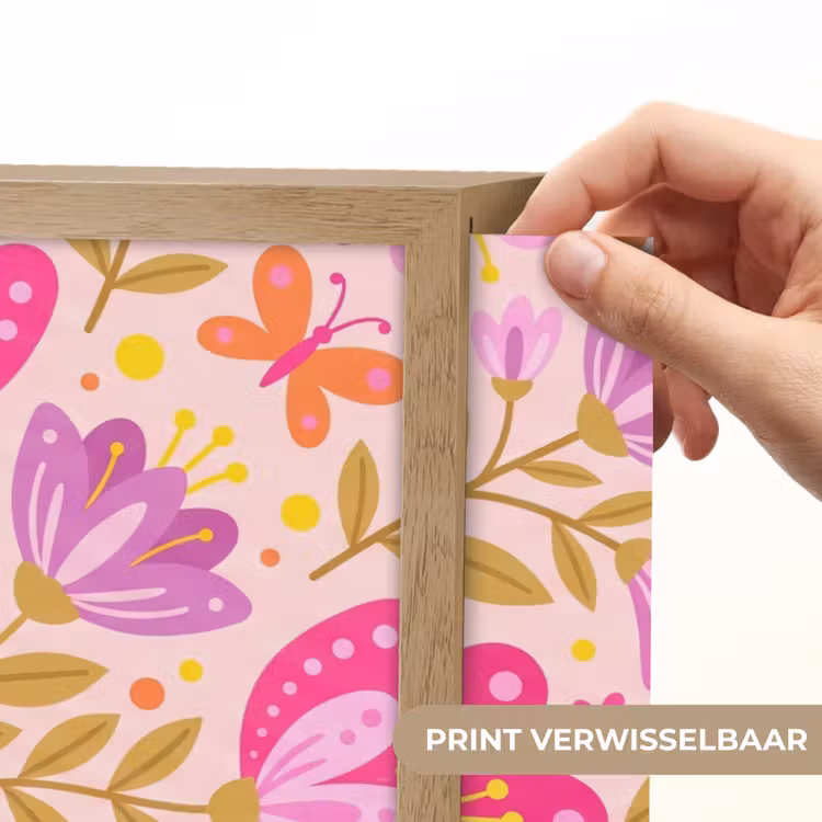 Bloemen - Patroon - Natuur - Abstract - Roze Light Box met batterij (Wandlamp) middel -USP_websiteprintNL