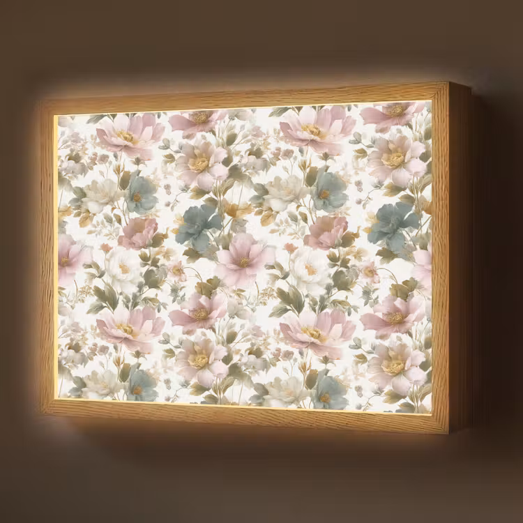 Bloemen - Patroon - Pastel Light Box met batterij (Wandlamp) middel 907 -z3d_website