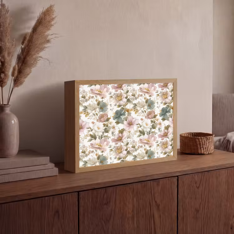 Bloemen - Patroon - Pastel Light Box met batterij (Wandlamp) middel 907 -sfeer2