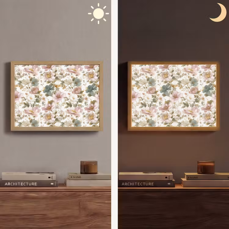 Bloemen - Patroon - Pastel Light Box met batterij (Wandlamp) middel 907 -sfeer3